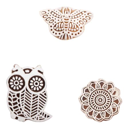 Set of 3 Piece New Mix Wooden Printing Block